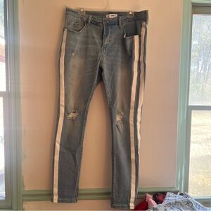 Fashion Nova Light Blue Jeans with White Stripes